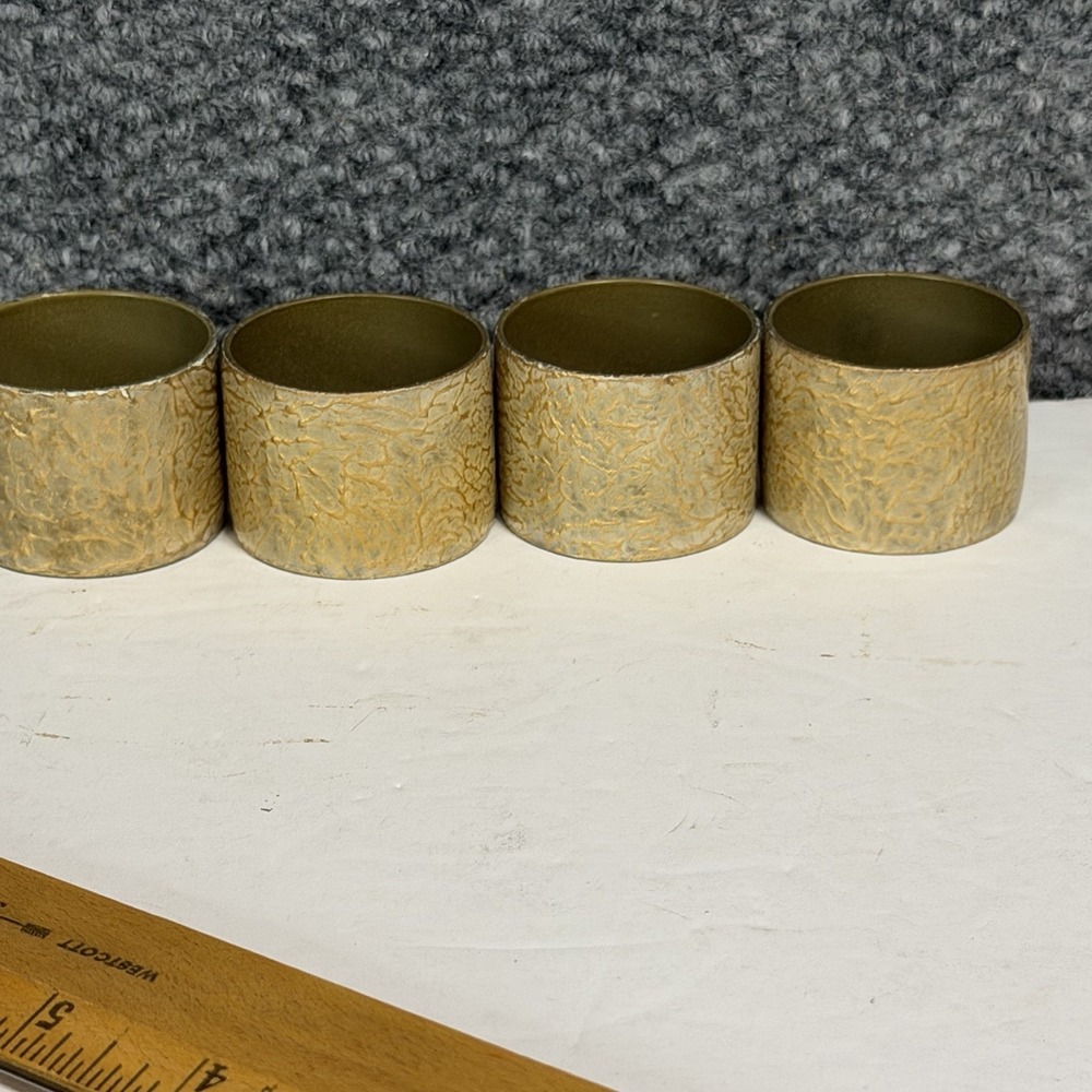 Pier 1‎ Imports Gold Textured Napkin Rings Set of 4 Metallic Table Decor